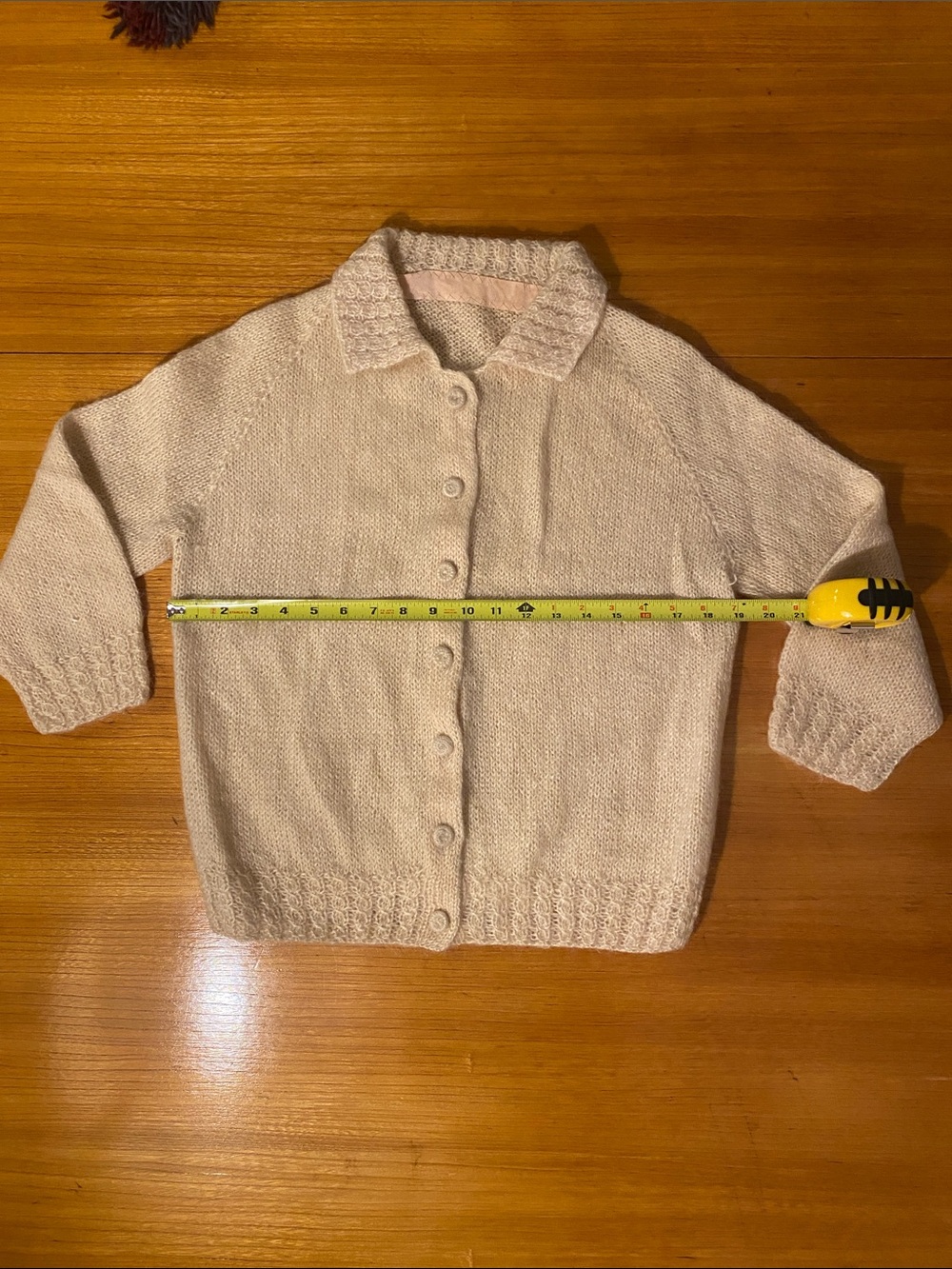 Hand Knit Button-Front Cream Women’s Collared Cardigan